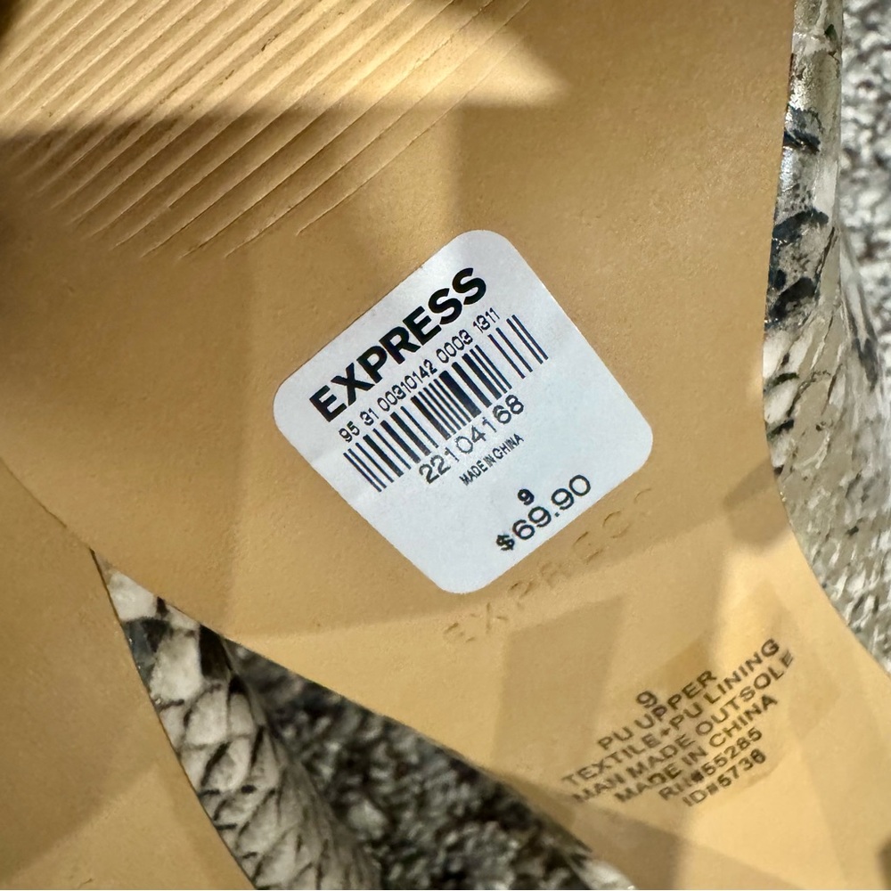Express Metallic Snakeskin Pointed-Toe High Heel Mules - Picture 9 of 10